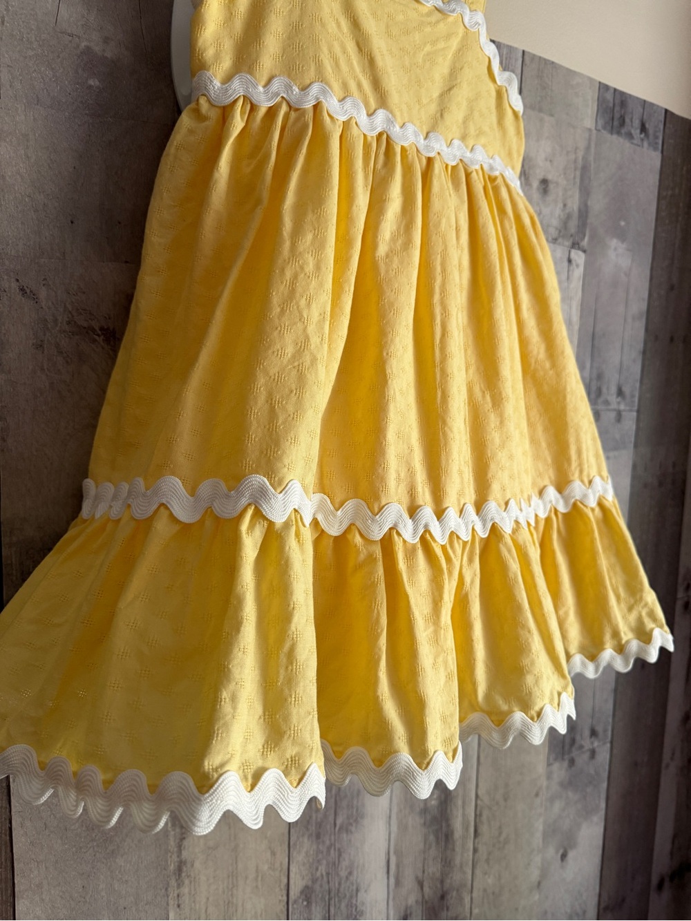 Girls Yellow Sundress with White Rickrack Trim - Picture 12 of 13
